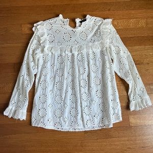 Zara top cut-out lace long sleeve